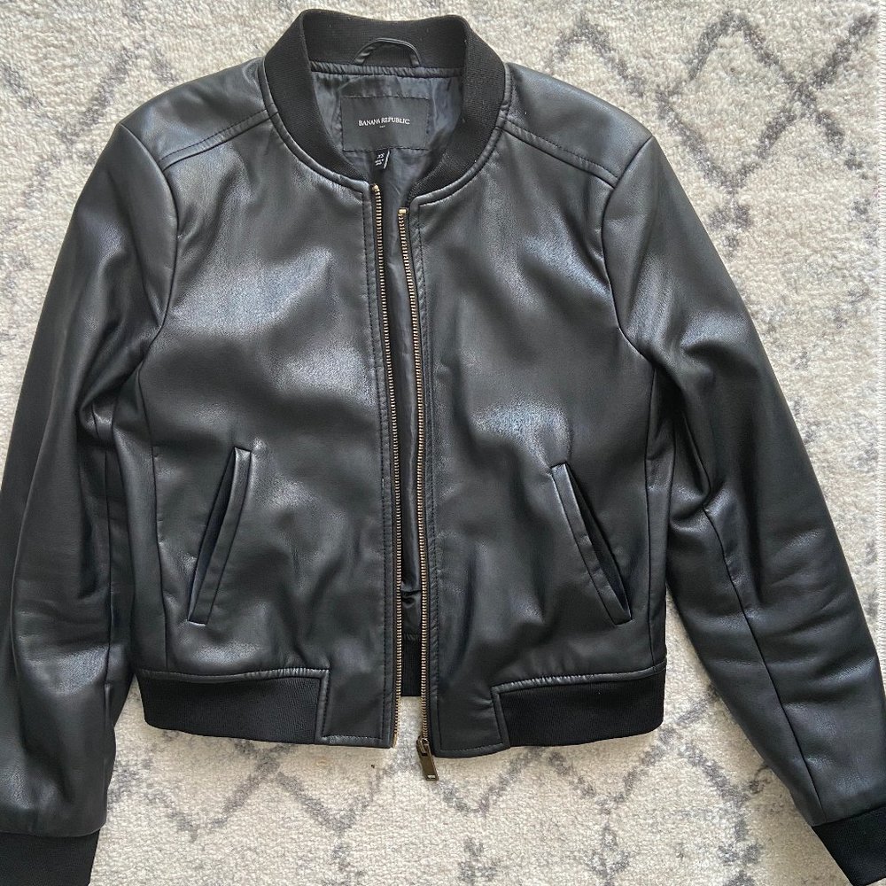 Faux leather bomber jacket